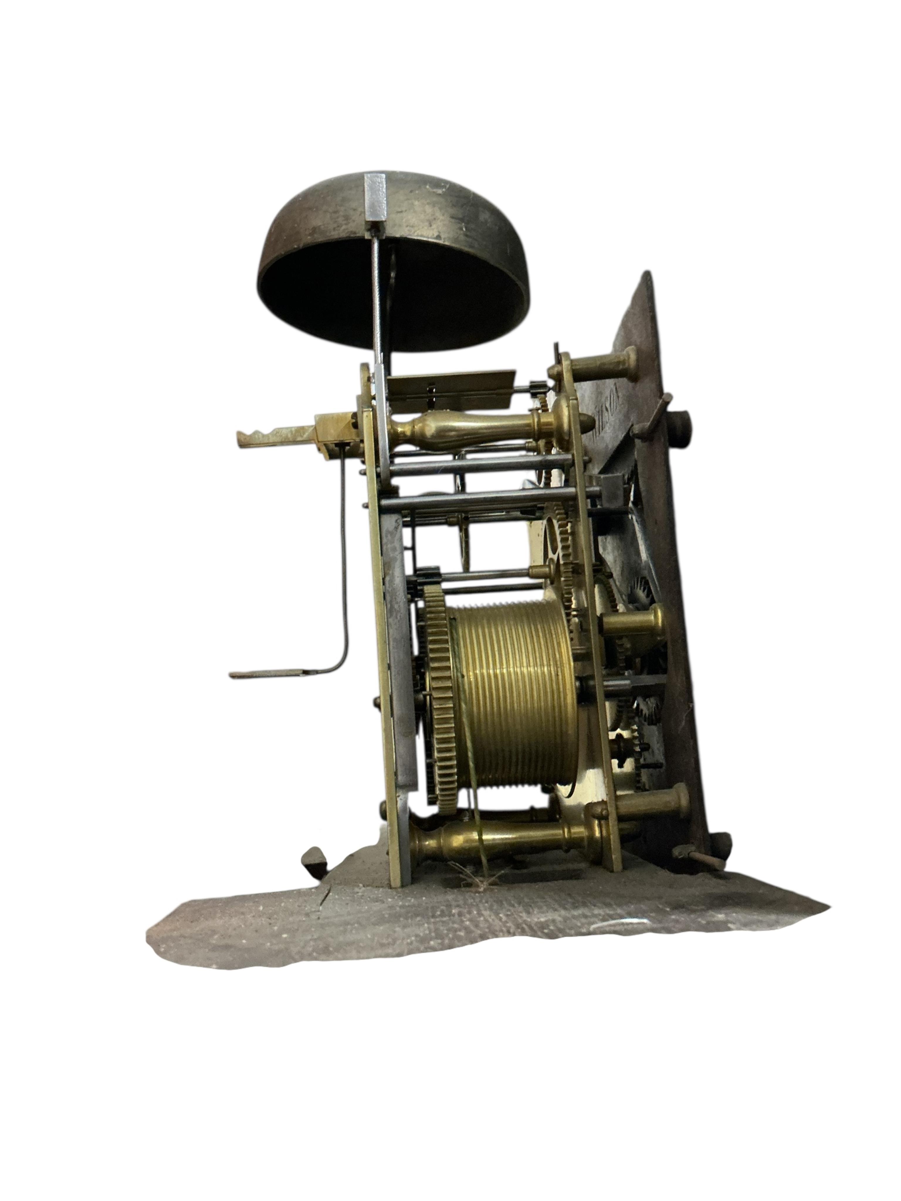 An early 19th century mahogany banded oak eight day longcase clock, marked J Verow, Hinkley, height 229cm